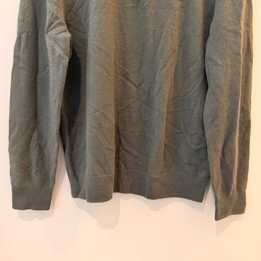 Quince Sweater Mongolian Cashmere Quarter Zip Lightweight Travel Moss Large NWOT - Picture 5 of 11